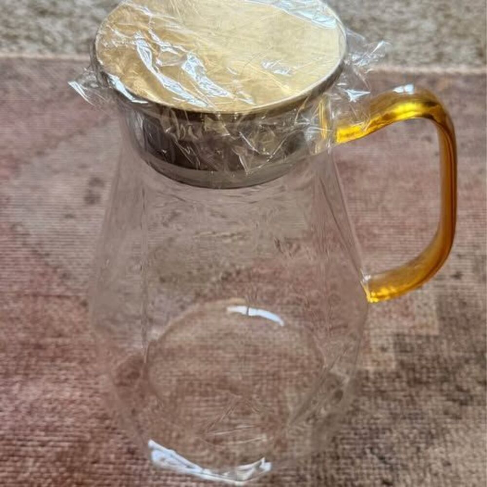 New Diamond Prism Glass Heavy-Duty Water Pitcher with Lid 72 fluid oz